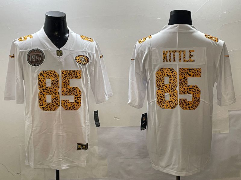 Men San Francisco 49ers #85 Kittle White Panther pattern Nike 2025 Limited NFL Jersey style 2